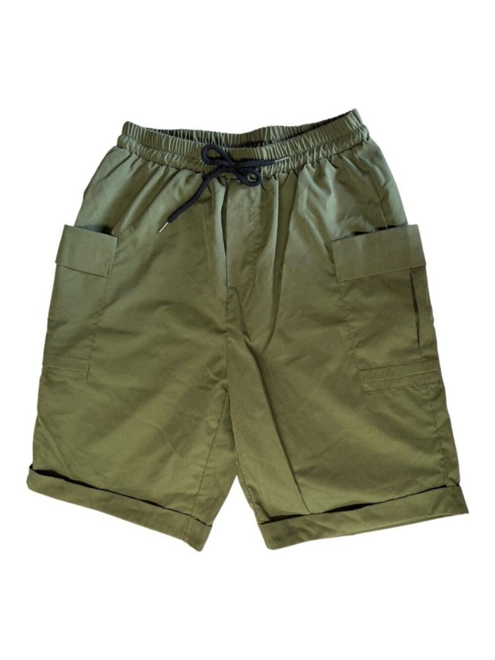 ROMWE Mens Drawstring Cargo Shorts~Size M~Army Green Cuffed Pockets   L12 34